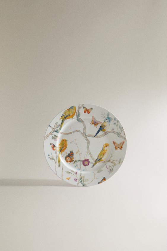 Zara BRANCHES AND BIRDS DESSERT PLATE | MARISA BERENSON - Ecru - Image 0