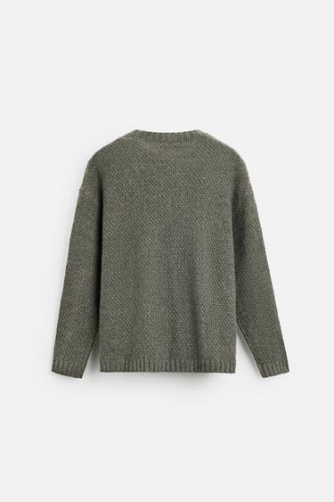 PULL STRUCTURÉ À TORSADES - Vert gris de Zara - Image 6