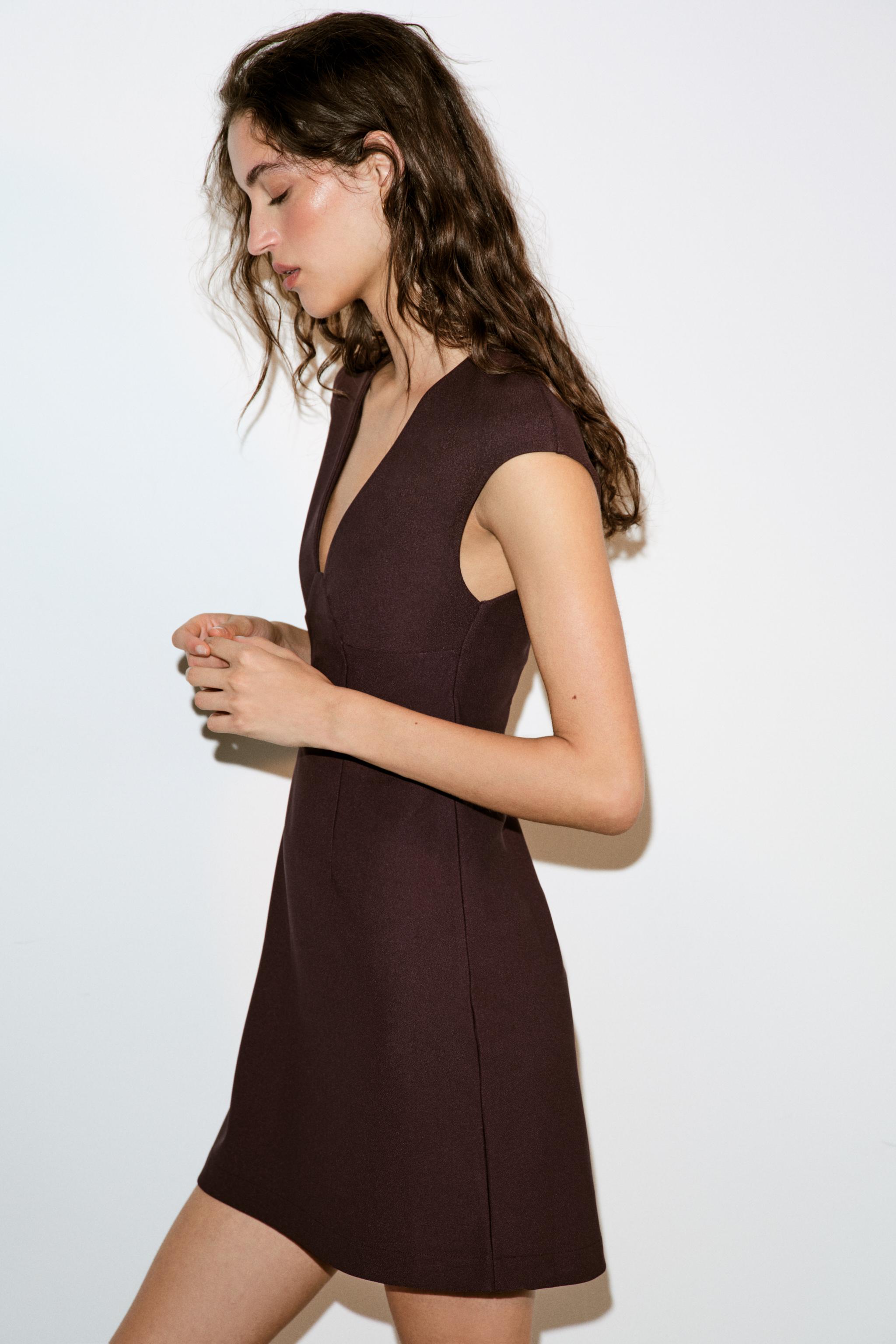 CREPE V-NECK DRESS
