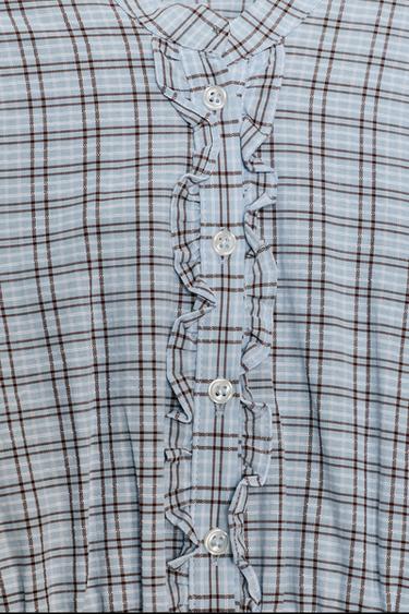 SHORT CHECKED RUFFLED DRESS - Brown-Blue by Zara - Image 5