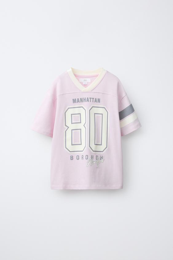 CAMISETA VARSITY TEXTO - Rosa de Zara - Imagen 0