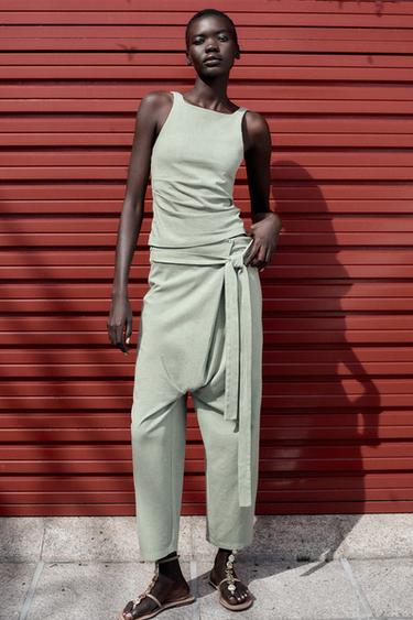 WASHED PAREO TROUSERS - Grey green by Zara - Image 0