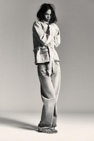 VESTE EN JEAN TRF CEINTURE - Bleu clair de Zara