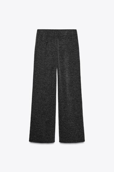 RIBBED WIDE-LEG TROUSERS - Grey marl by Zara - Image 0