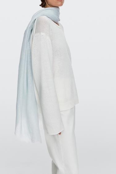 Zara Plain 100% linen scarf - Ice