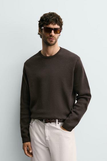 JERSEY ESTRUCTURA ALGODÓN - Chocolate de Zara