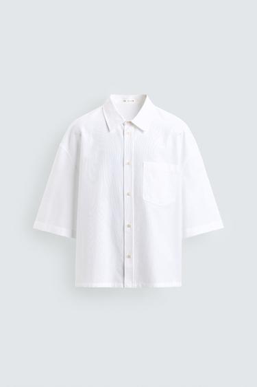 CAMISA BOXY FIT BOLSILLO - Blanco de Zara