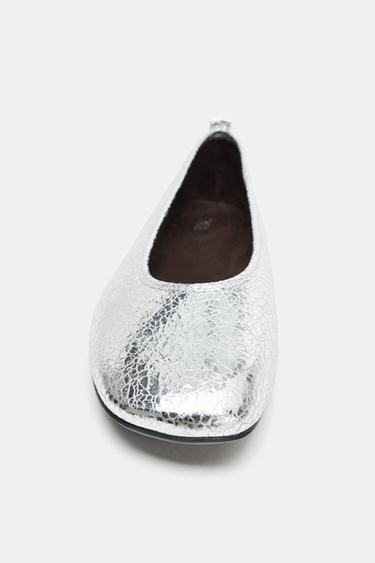 METALLIC EFFECT BALLET FLATS - Silver by Zara - Image 3