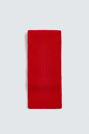Zara WOOL-CASHMERE KNIT SCARF - Red