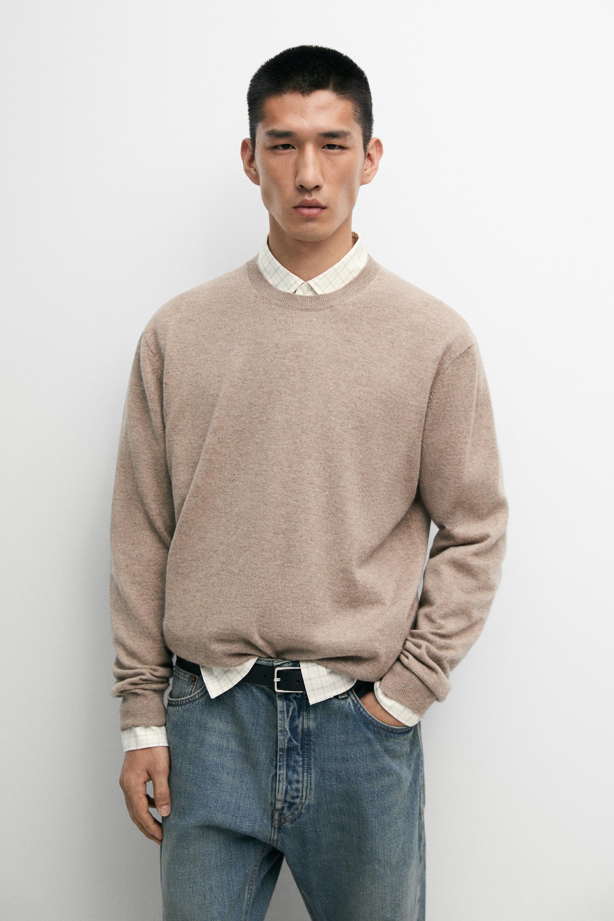 100% cashmere ribbed knit sweater — Mink
