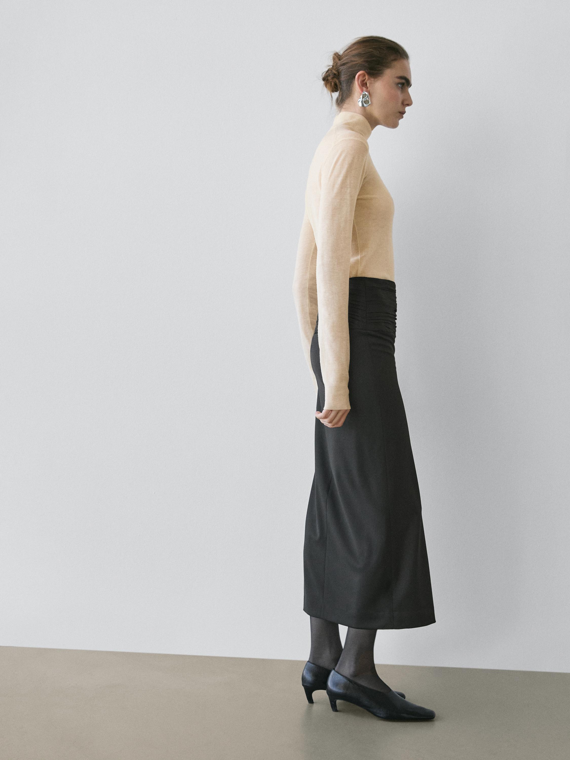 Straight midi skirt with gathered sash - STUDIO