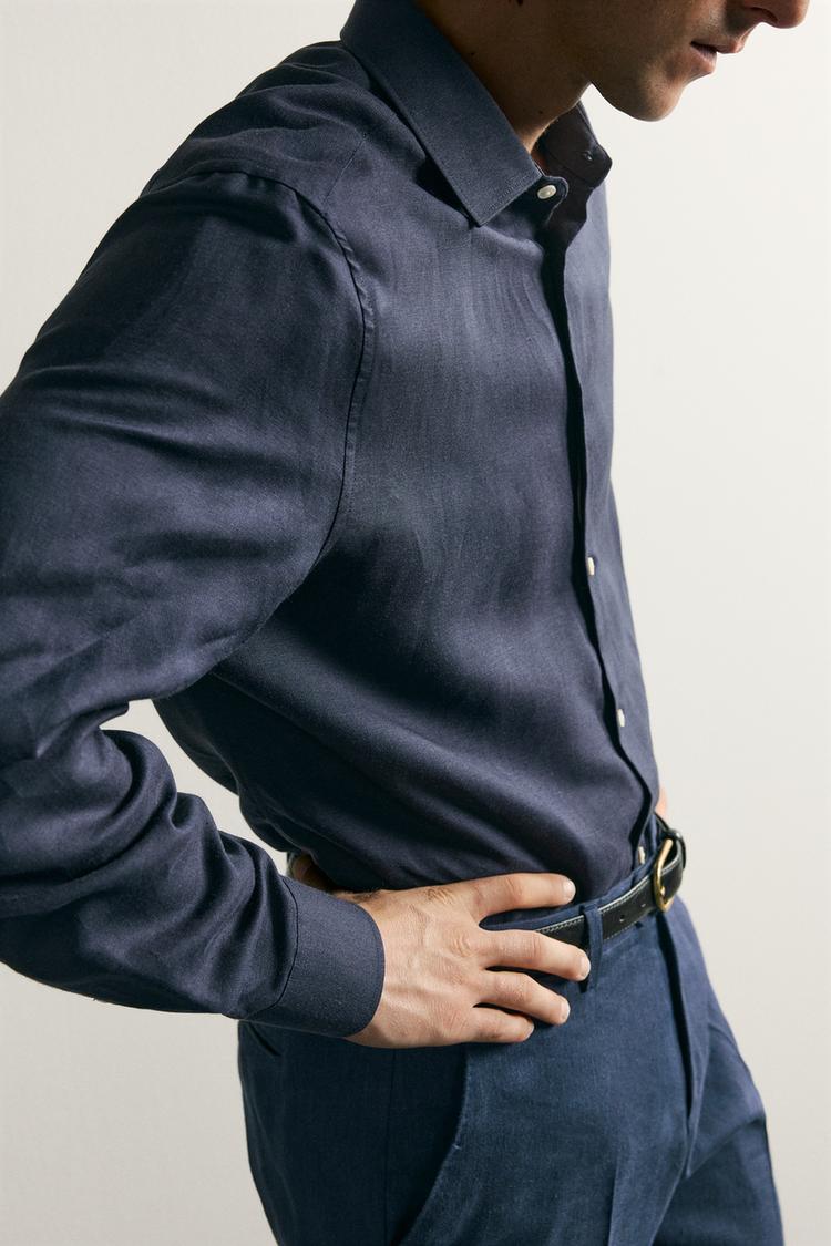 Camisa de corte regular de lino y lyocell 6