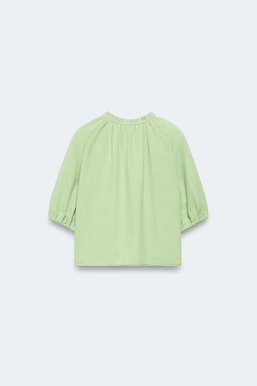 2-14 YEARS/ LIMITED EDITION GINGHAM BLOUSE - Light green by Zara - Image 1