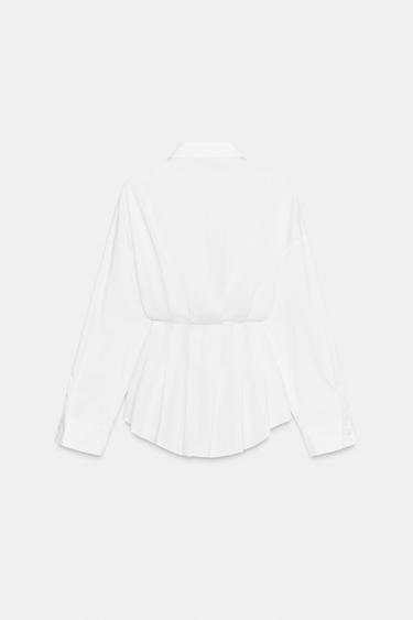 CHEMISE EN POPELINE AVEC PLIS - Blanc de Zara - Image 5