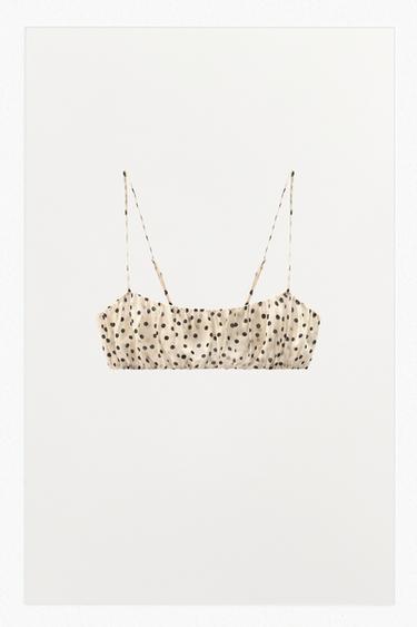 POLKA DOT PRINT CROP TOP - Ecru by Zara
