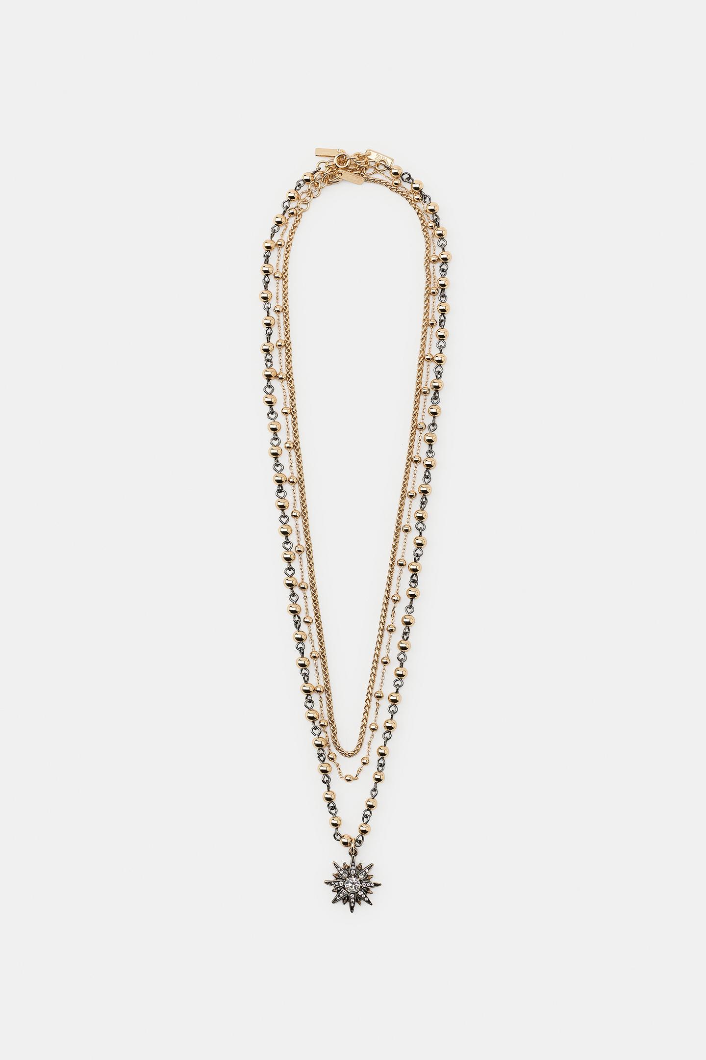Женские колье Zara 3-PACK OF Mixed Chain Star, цвет: Золотой — фото 3