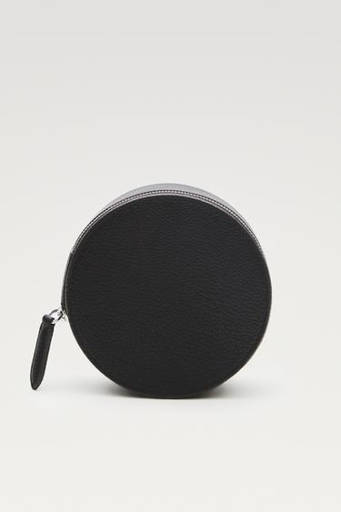 Round nappa leather coin purse — Brown 1
