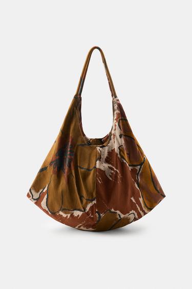 PRINTED MAXI COTTON BAG - Brown by Zara