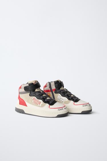 Zara STRANGER THINGS © NETFLIX HIGH TOP SNEAKERS - Red