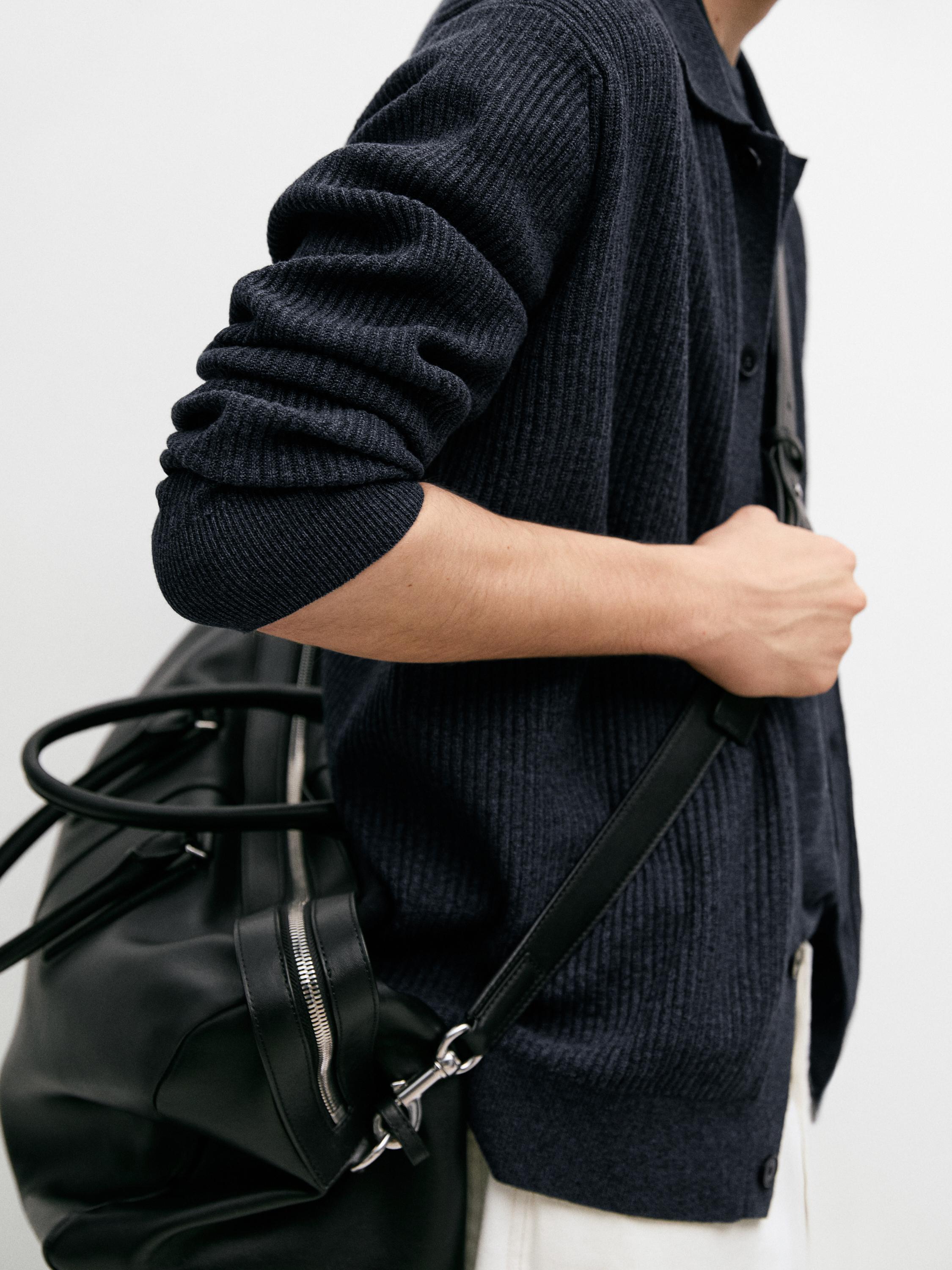 Ribbed button-up knit cardigan