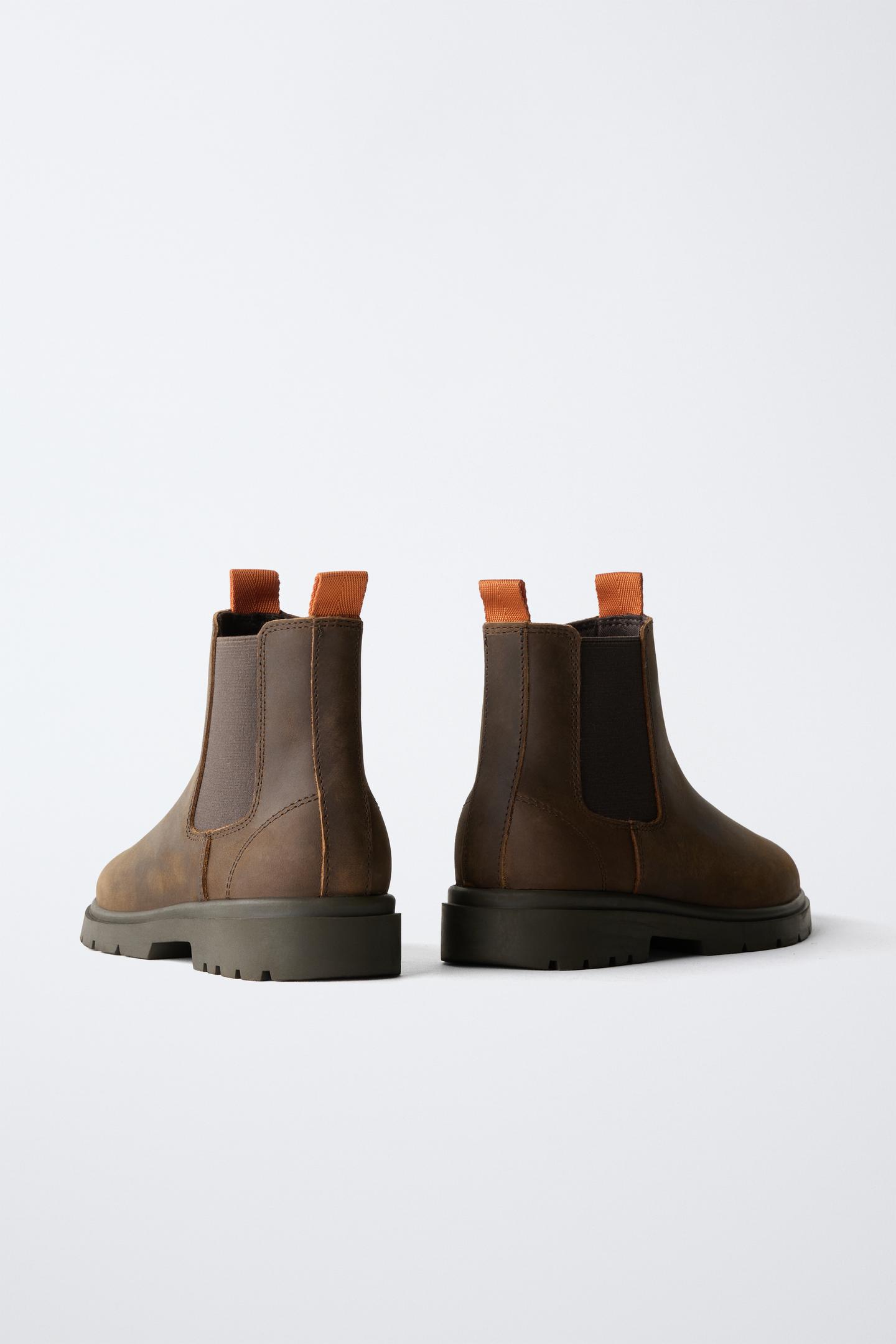 Детские ботинки Zara Leather Chelsea Booties, цвет: Коричневый — фото 5