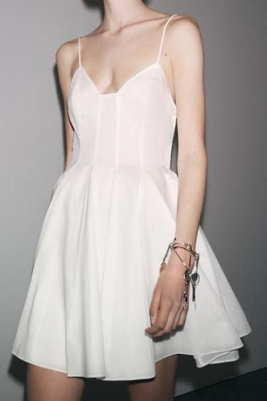 VESTIDO CORTO POPELÍN ZW COLLECTION - Blanco de Zara - Imagen 0