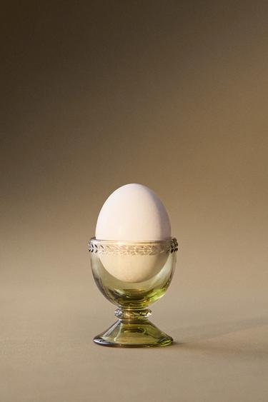 CHRISTMAS GLASS EGG CUP — Green 1