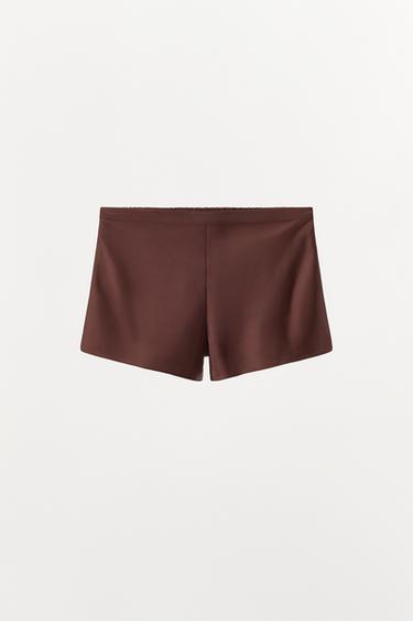 SATIN SHORTS - Brown by Zara - Image 0