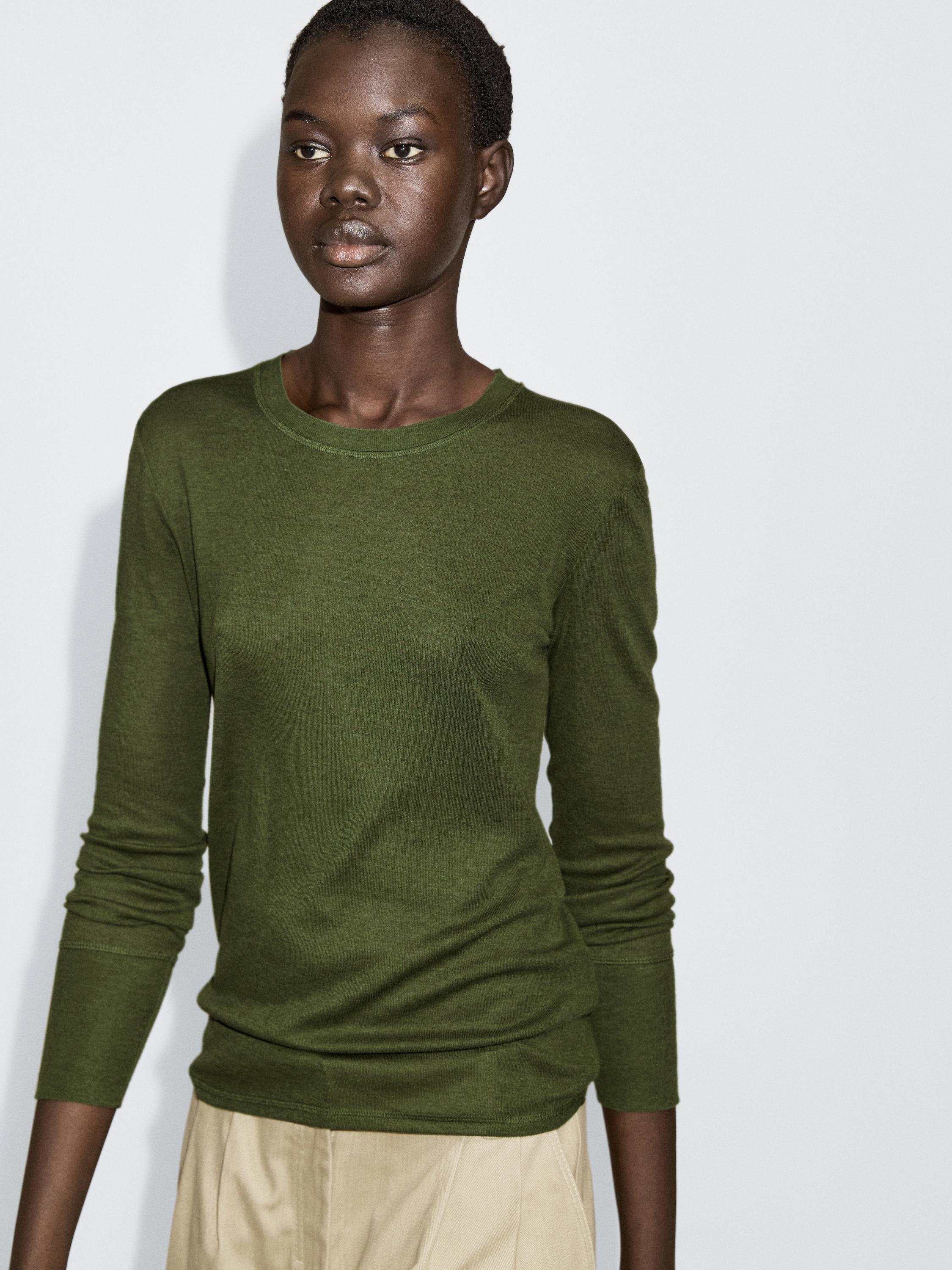 Long sleeve T-shirt with ribbed trims