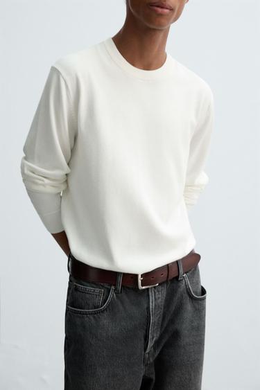 COTTON-HEMP SWEATER - Oyster-white by Zara - Image 5