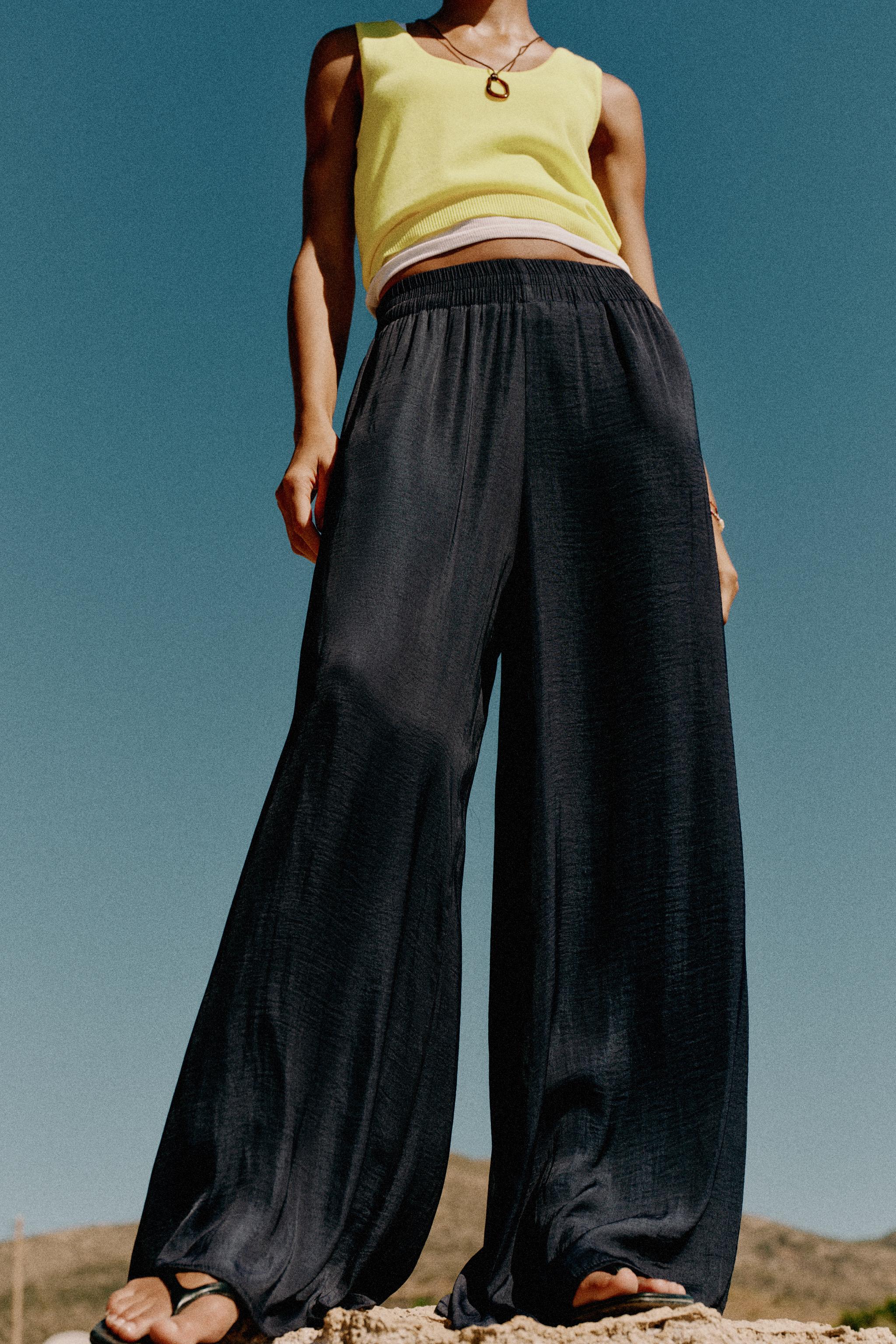 FLOWY WIDE LEG PANTS — Midnight blue