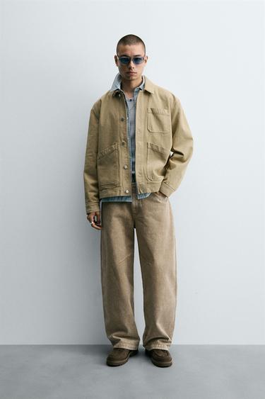 CAZADORA DENIM LAVADA - Marrón de Zara - Imagen 0