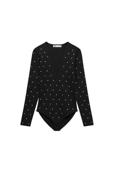 STUDDED KNIT BODYSUIT