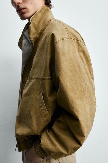 BLOUSON DÉLAVÉ COUPE COURTE - Marron clair de Zara - Image 5