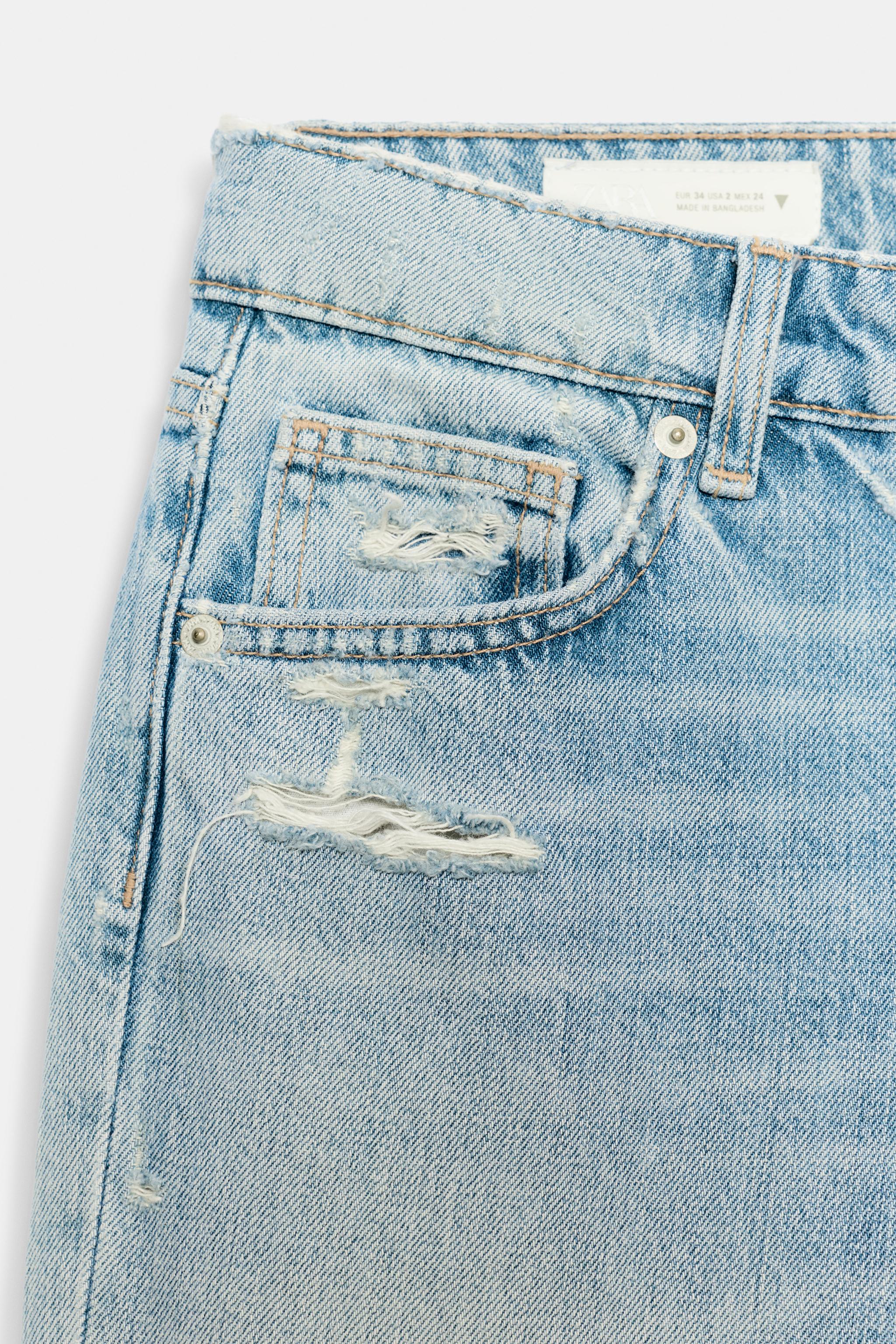 Женские джинсы Zara TRF LOW RISE RIPPED WIDE LEG JEANS — фото 6