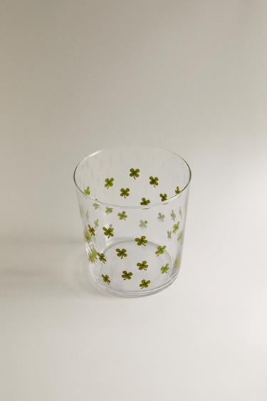 Zara GLASS TUMBLER WITH TRANSFER - Green
