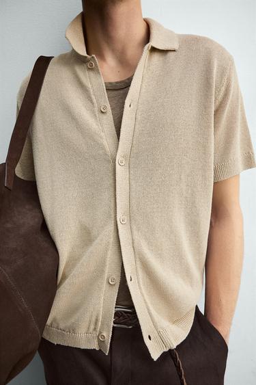 CHEMISE EN MAILLE COUPE DÉCONTRACTÉE - Beige clair de Zara - Image 4