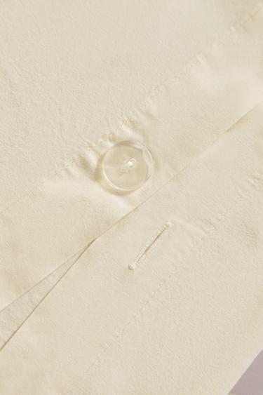 BETTBEZUG AUS PERKAL MIT STICKEREI (FADENDICHTE 200) - Cremefarben von Zara