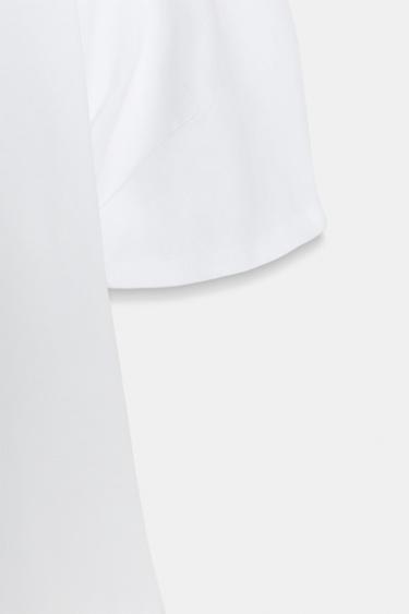 T-SHIRT EN COTON ÉPAIS À MANCHES COURTES - Blanc de Zara - Image 3