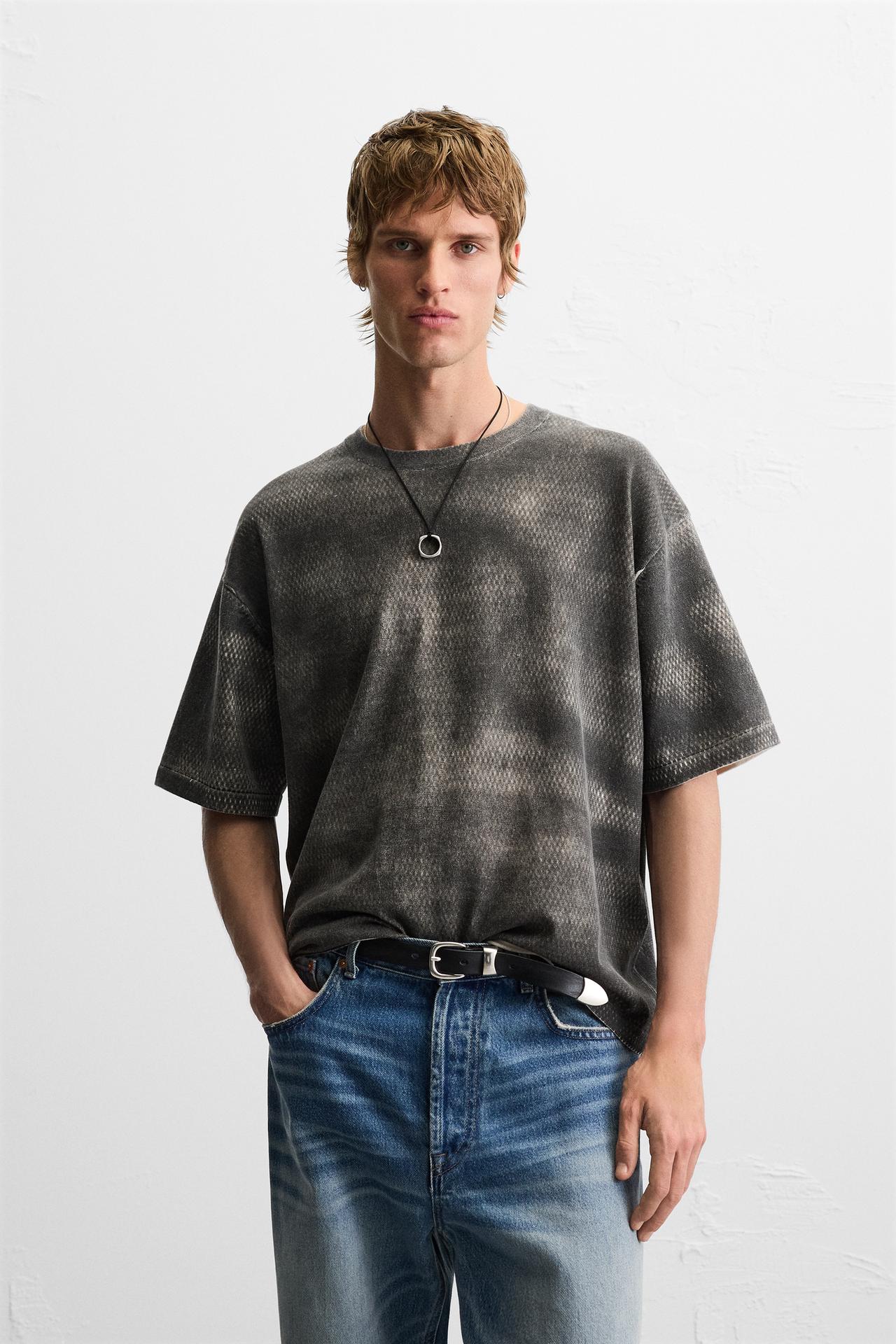 WASHED PRINT KNIT T-SHIRT - Ecru by Zara