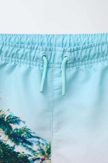 AGE 6-14/ PHOTOGRAPHIC SWIM BERMUDA SHORTS - Turquoise by Zara - Image 2