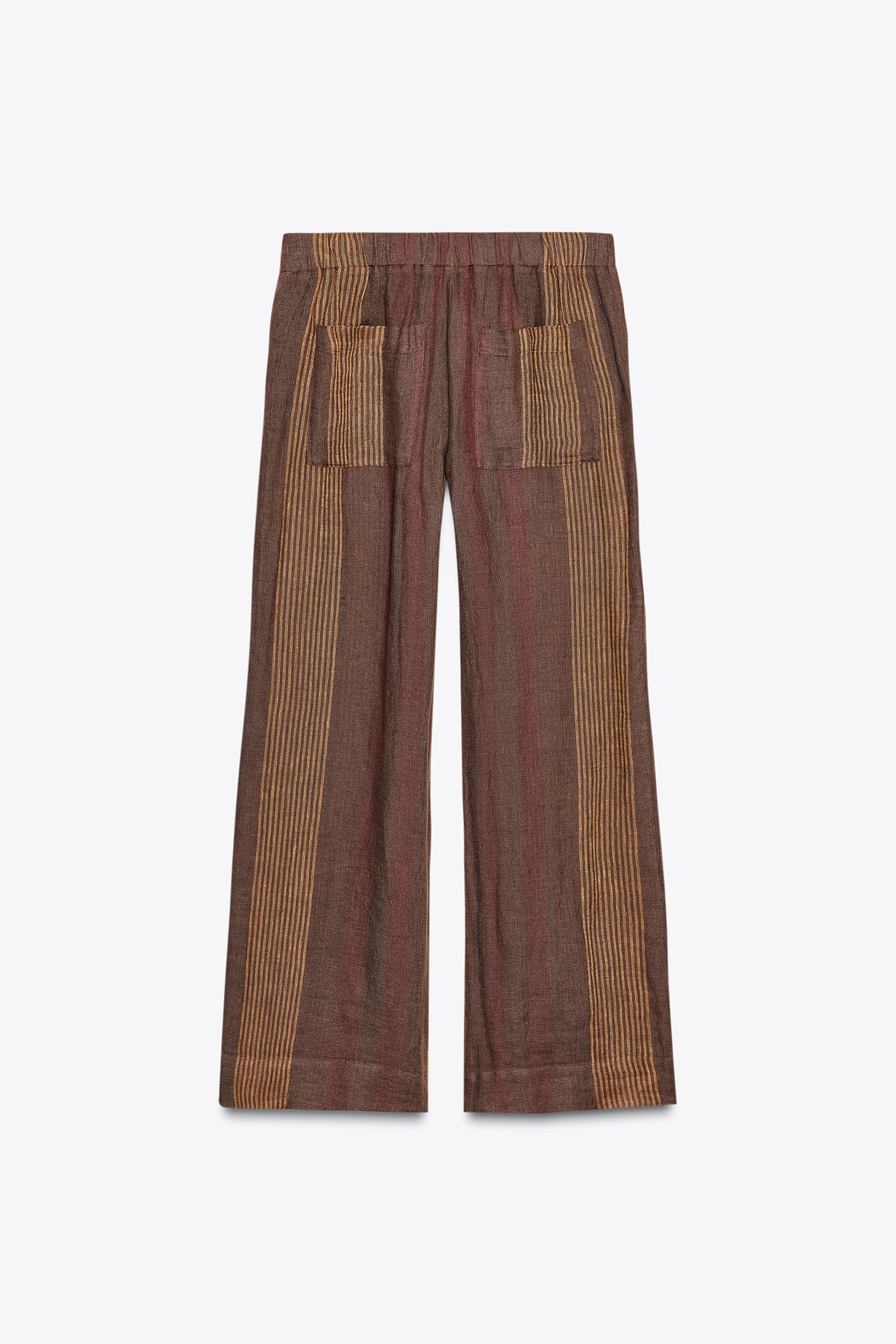 【ZARA】ストライプ柄リネン100% パンツ ZW COLLECTION 2678/043 ZARA】ストライプ柄リネン100% パンツ ZW COLLECTION 2678/043