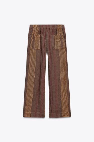 PANTALON RAYÉ 100 % LIN ZW COLLECTION - Multicolore de Zara - Image 5