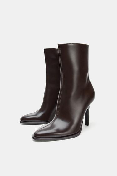 HIGH-HEEL ANKLE BOOTS - Burgundy Red by Zara - Image 4