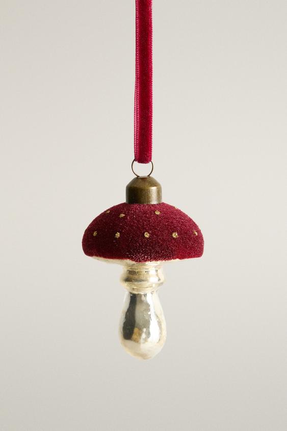 DÉCORATION SAPIN CHAMPIGNON VELOURS NOËL - Rouge de Zara - Image 0