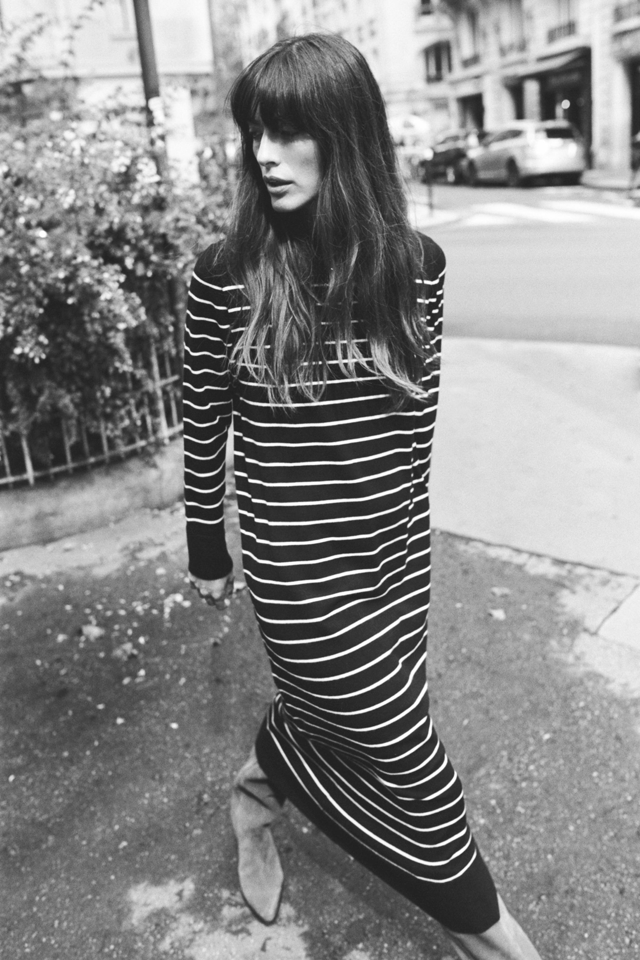 Grey and white striped dress online