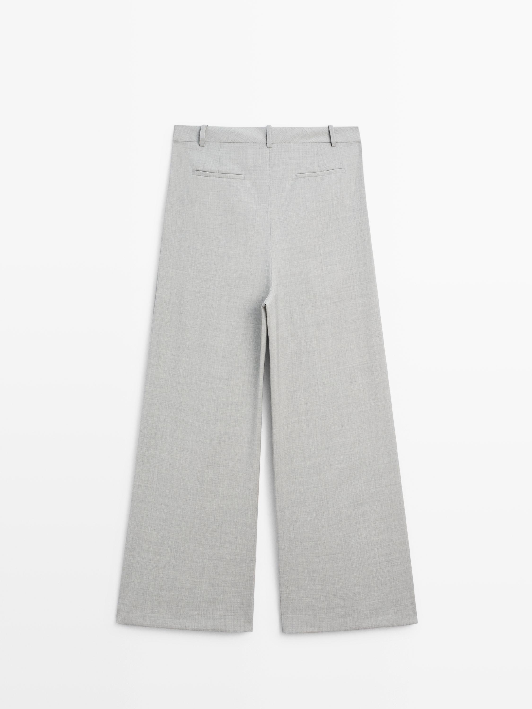 100% wool wide-leg trousers with darts - STUDIO