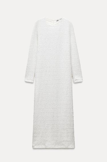 LONG SEQUINED DRESS - White by Zara