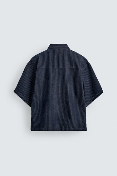 STRIPED DENIM POLO SHIRT - Blue by Zara - Image 6