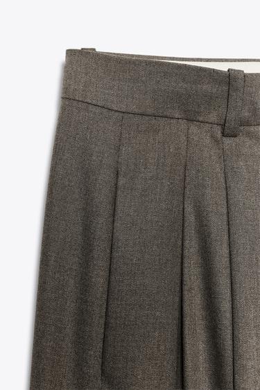 WIDE-LEG TROUSERS WITH DARTS ZW COLLECTION - brown vigore by Zara - Image 4